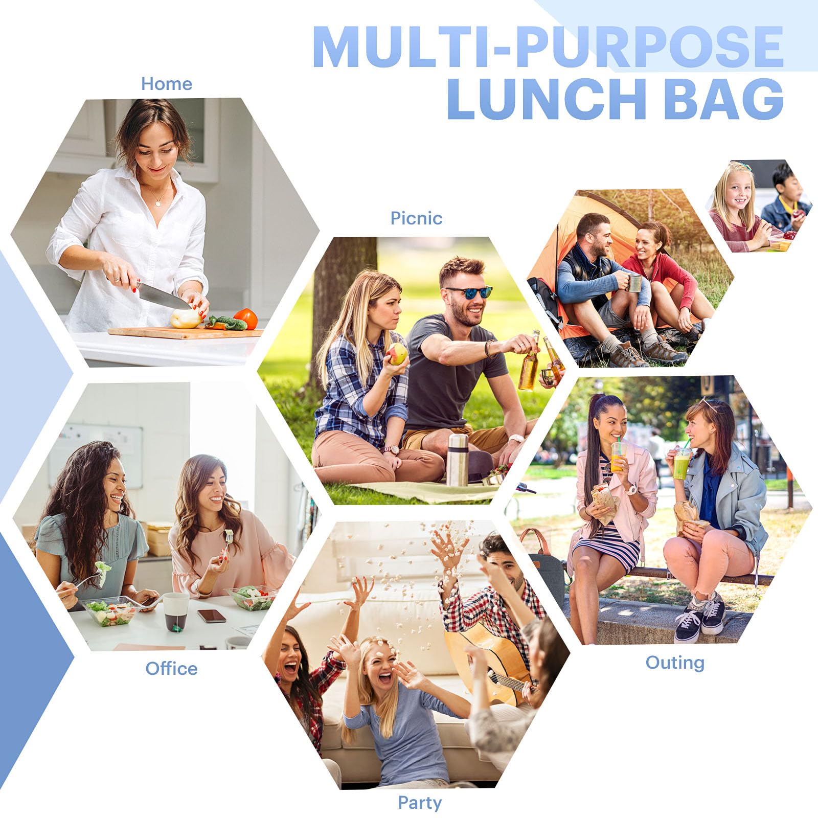 EASYFUN bolsa de almuerzo navy, uso multifuncional para trabajo y viajes.