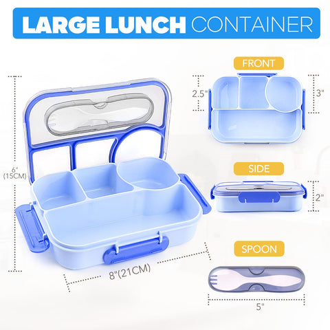 EASYFUN Bento Box muestra dimensiones 8,5 x 6 x 2 pulgadas para transporte cómodo