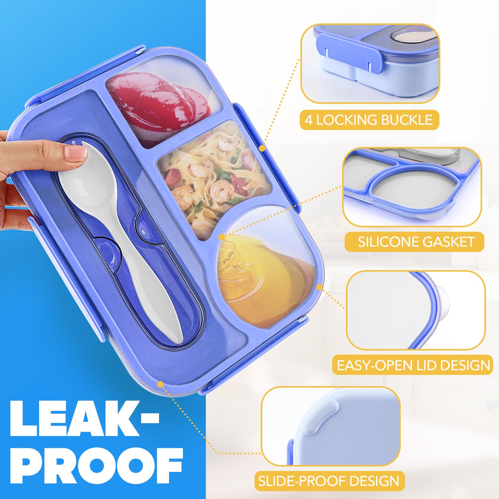 EASYFUN Bento Box con sello de silicona y cierres para evitar derrames