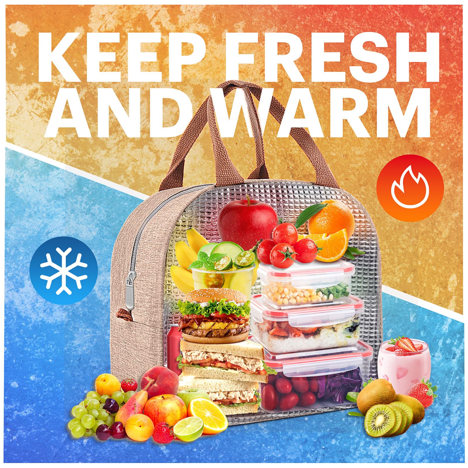 EASYFUN bolsa de almuerzo con asa resistente para llevar cómodo