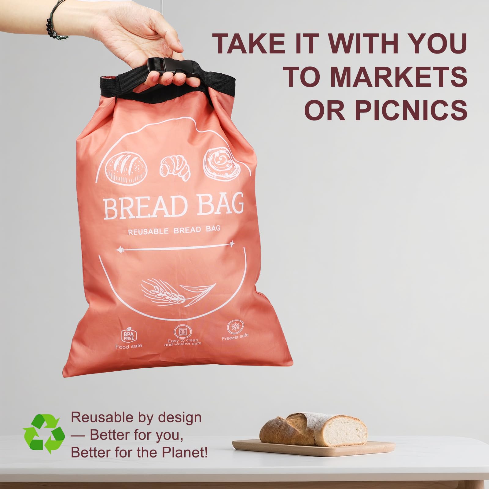 Pan listo para servir en mesa con bolsa EASYSLWC para varios días.