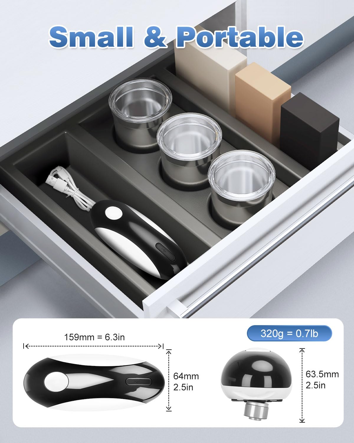 Contenido del kit EASYVAVA: abrelatas, cable y manual