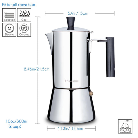 Easyworkz Pedro cafetera moka, asa ergonómica para un manejo cómodo.