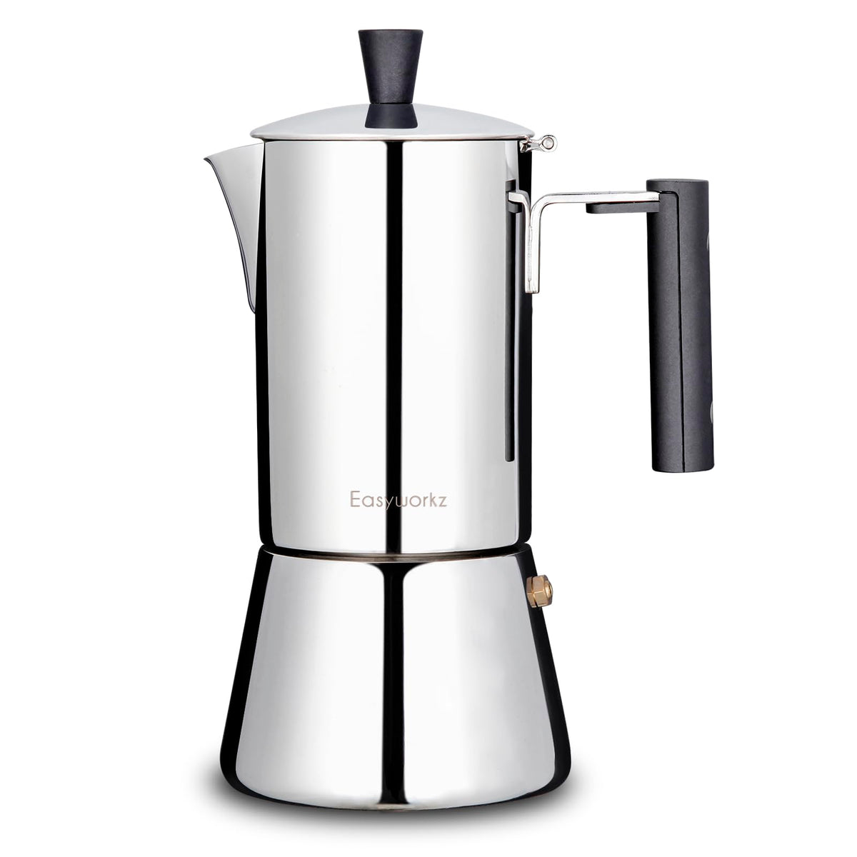 Easyworkz Pedro cafetera moka frontal, diseño elegante para un café intenso en casa.