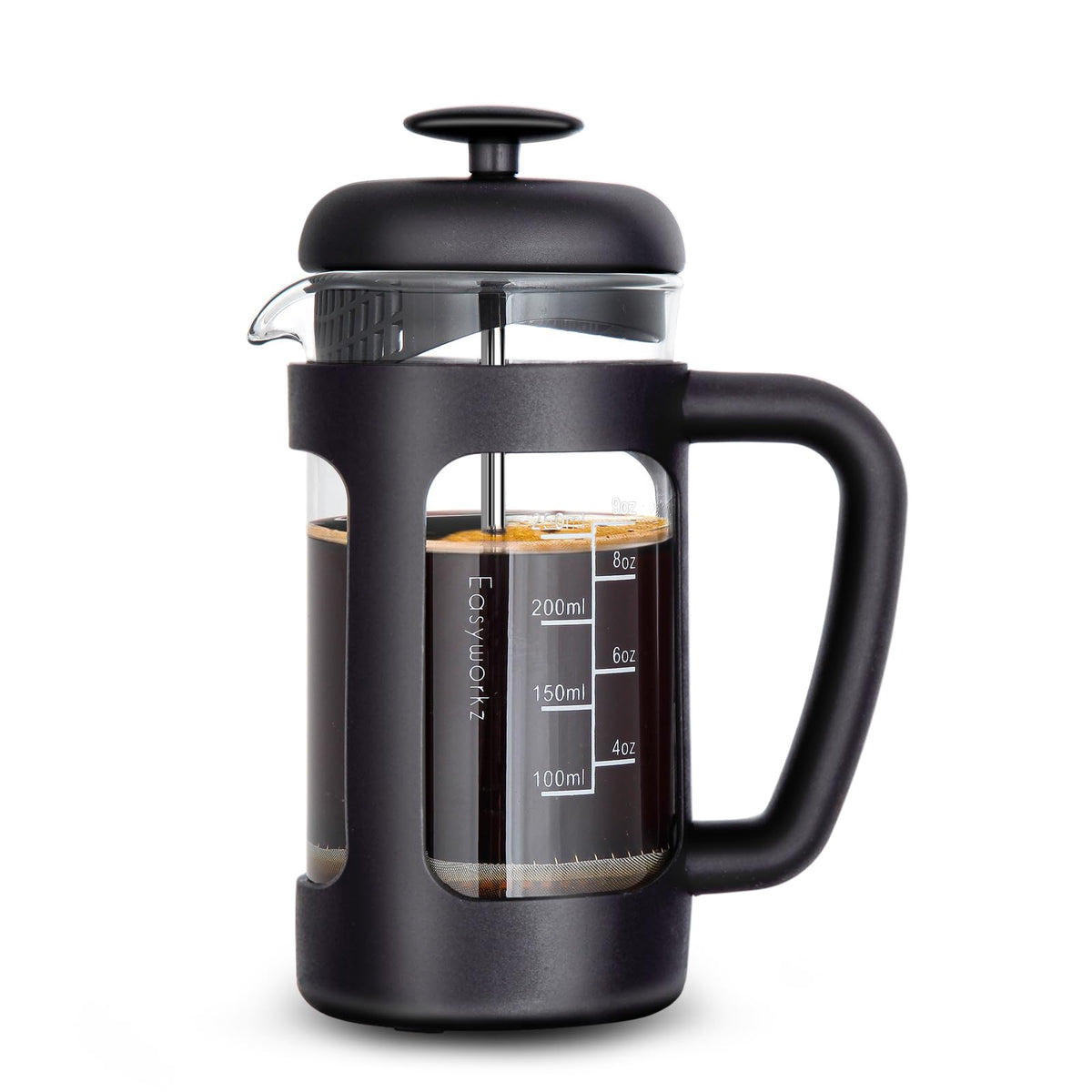 Prensa Easyworkz de 12 oz con vidrio borosilicato para café o té caliente.