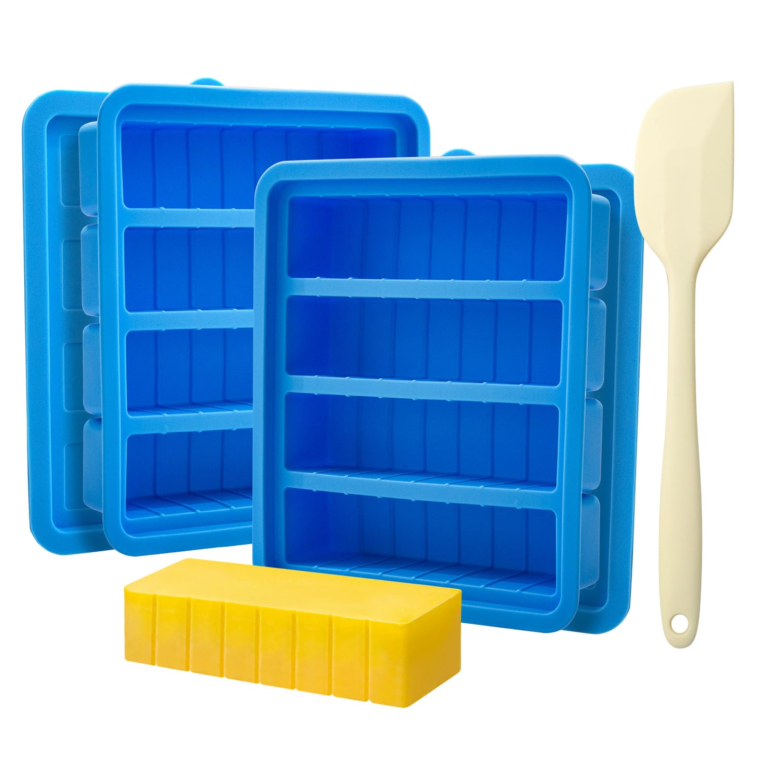 EASYYOURHOME molde silicona para mantequilla con tapa y espátula, facilita desmolde suave