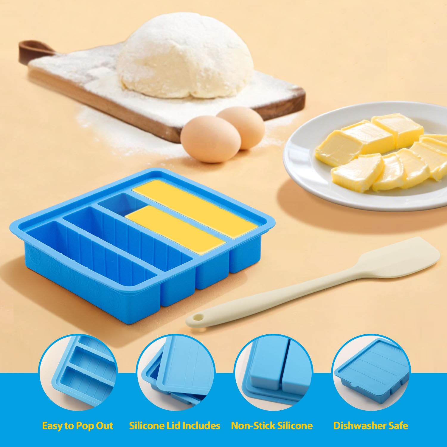 EASYYOURHOME uso en congelación y horneado, mantiene mantequilla lista para recetas