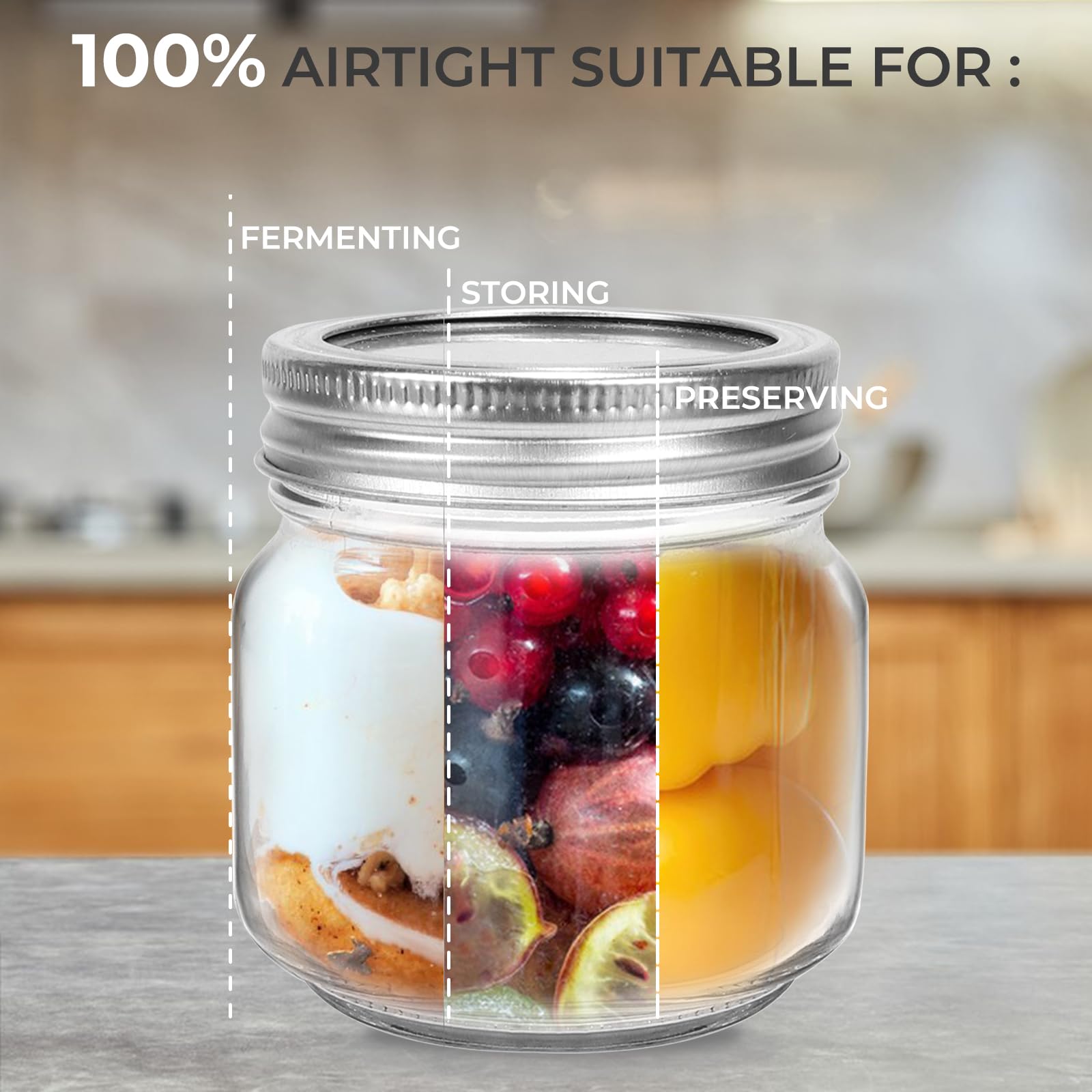 Tarro Mason Eathtek 240 ml con tapas y cuerdas para presentaciones elegantes.