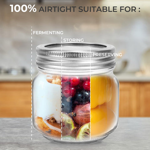 Tarro Mason Eathtek 240 ml con tapas y cuerdas para presentaciones elegantes.