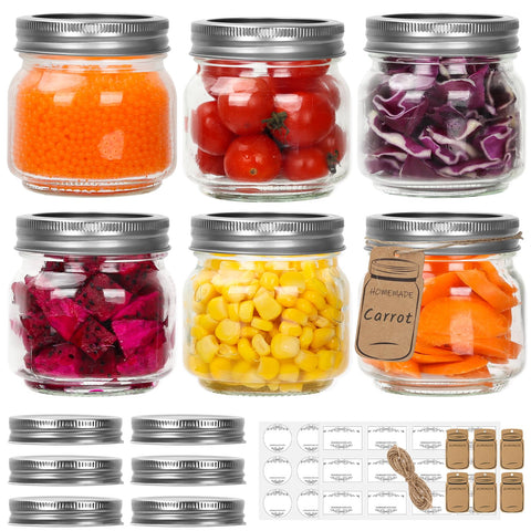 Tarro Mason Eathtek 240 ml con tapas regulares, ideal para conservas caseras.
