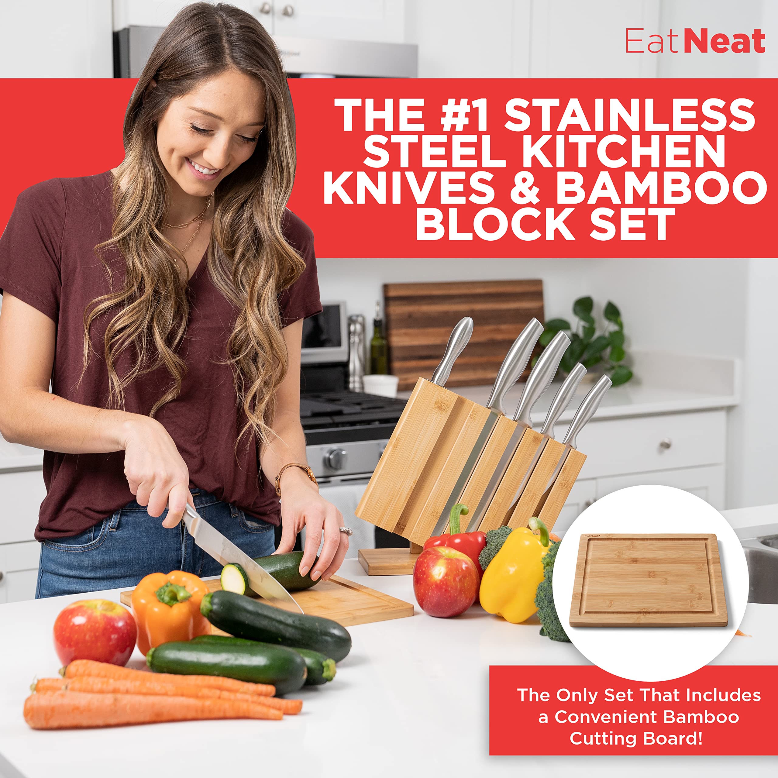 EatNeat cuchillo para pan con filo serrado para rebanar pan crujiente.