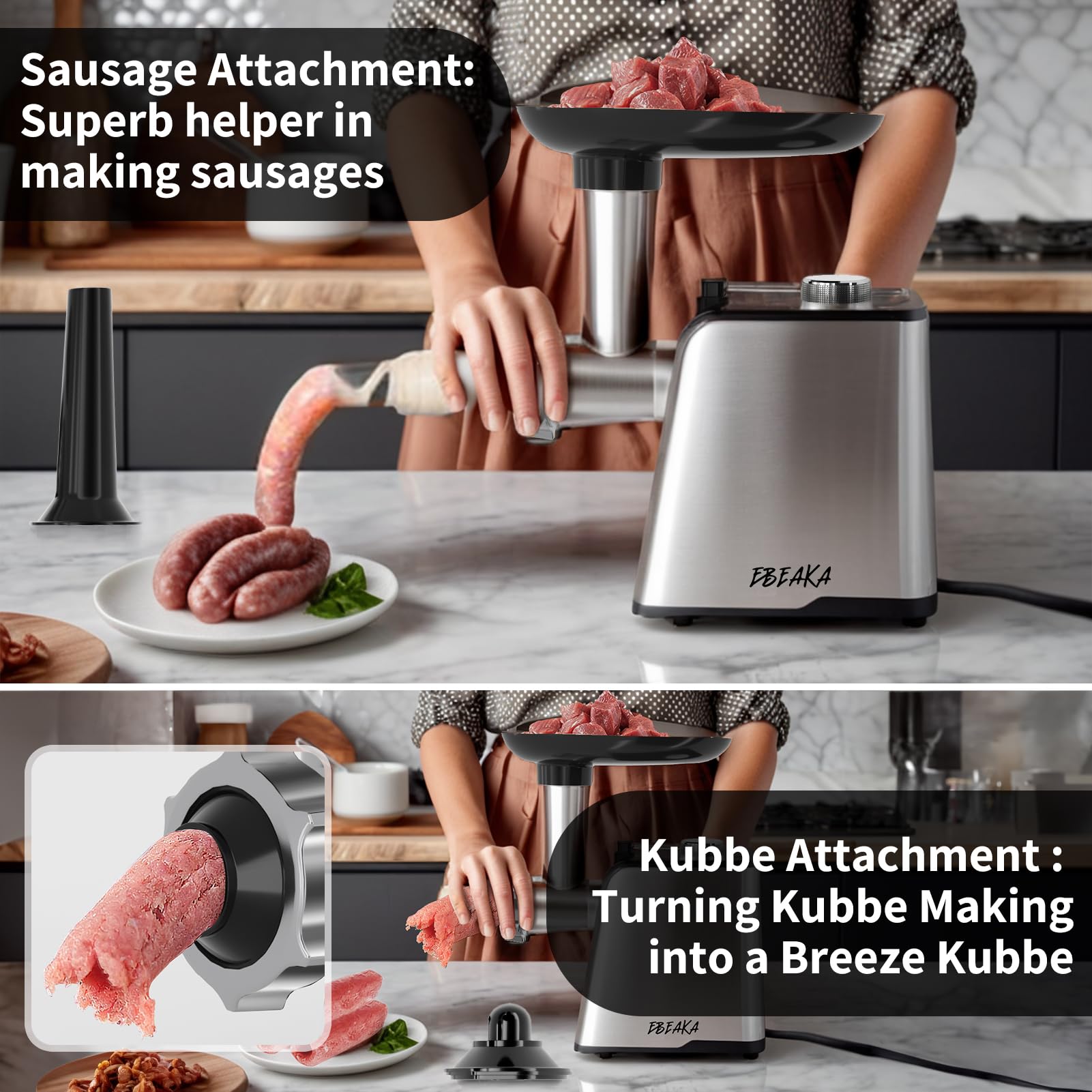 EBEAKA tubo de embutidos para rellenos suaves, útil para hacer salchichas caseras.