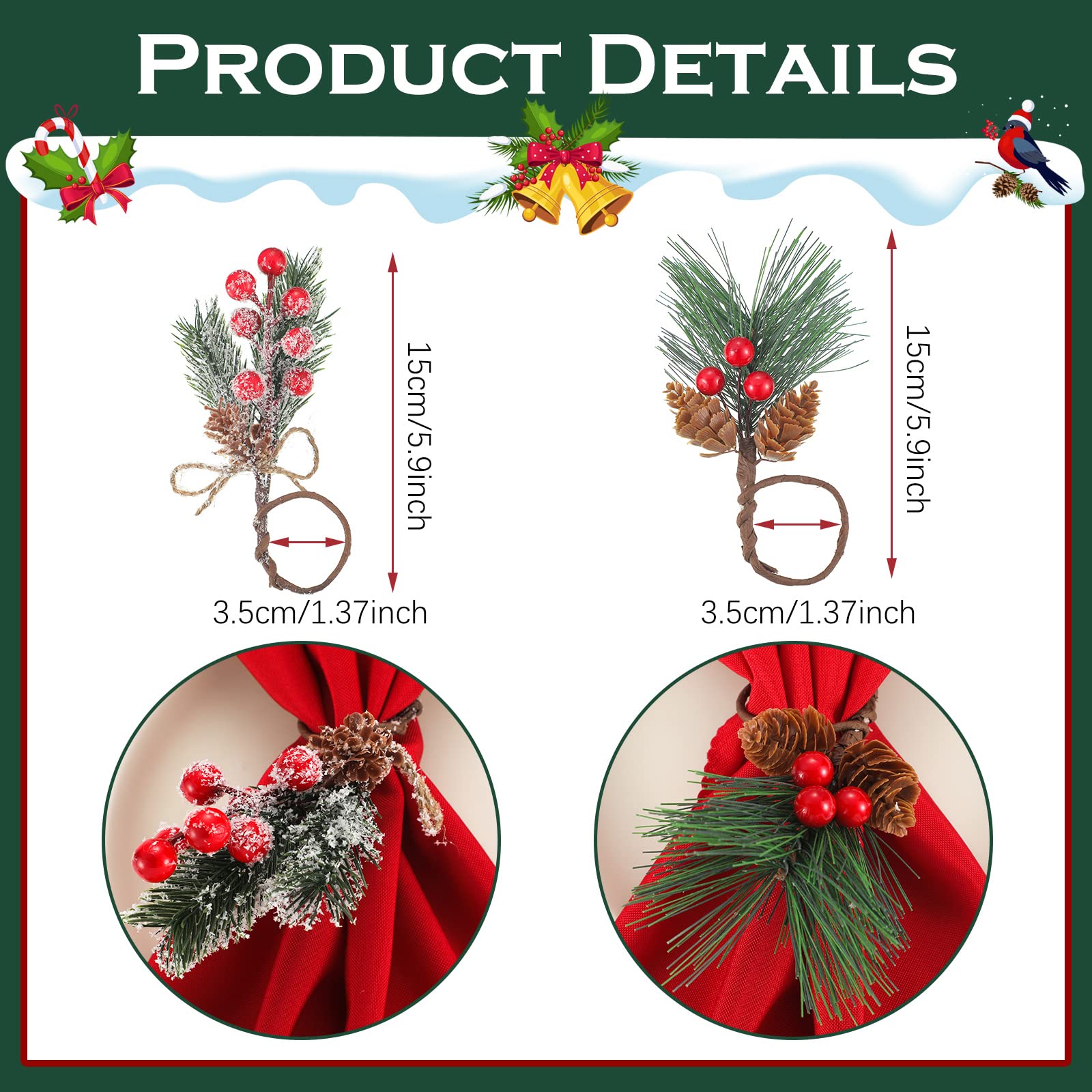 EBOOT servilletas navidad 45x45 cm poliester duraderas.