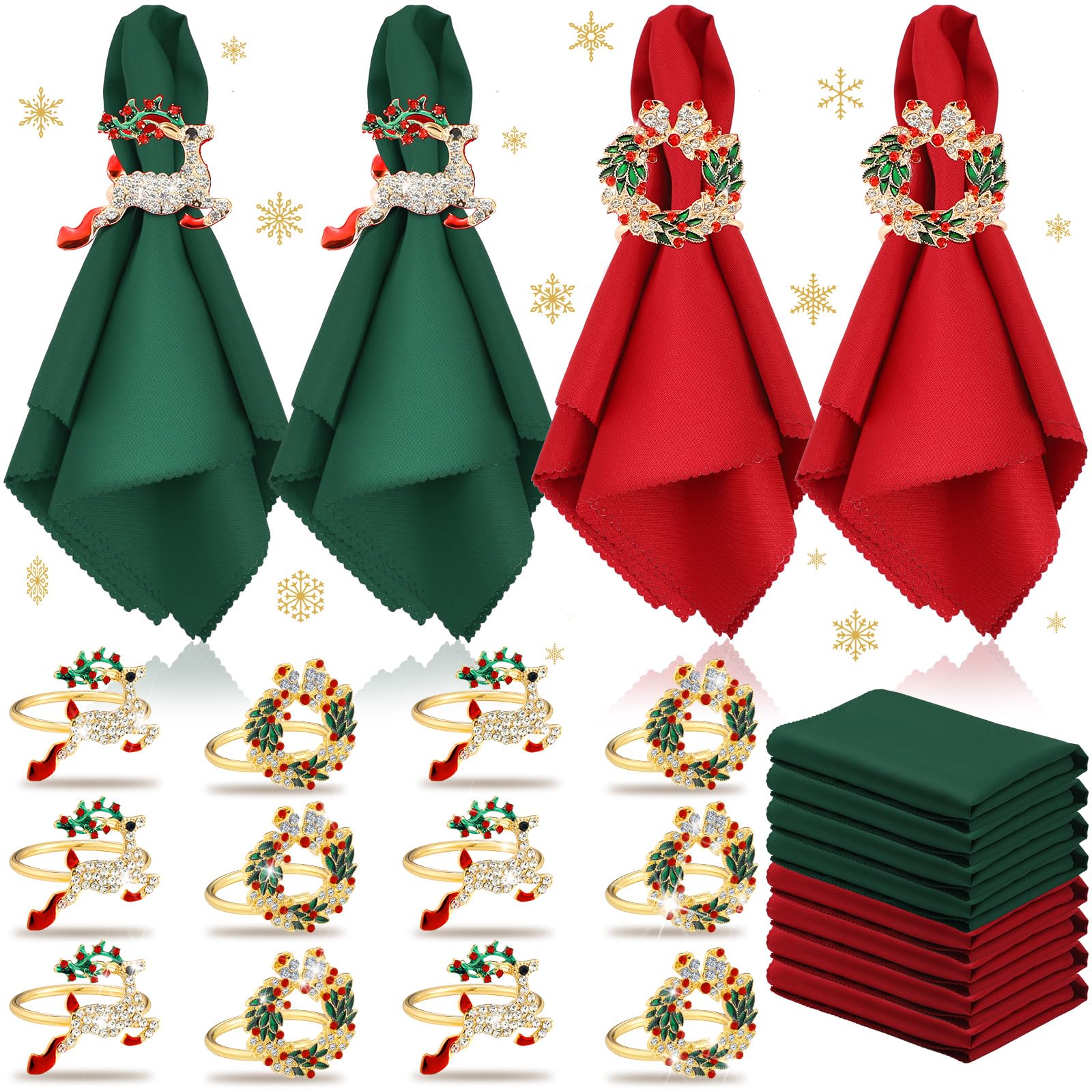 Servilletas navideñas rojas EBOOT de 45 cm para una mesa elegante y reutilizable.