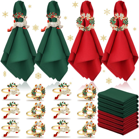 Servilletas navideñas rojas EBOOT de 45 cm para una mesa elegante y reutilizable.