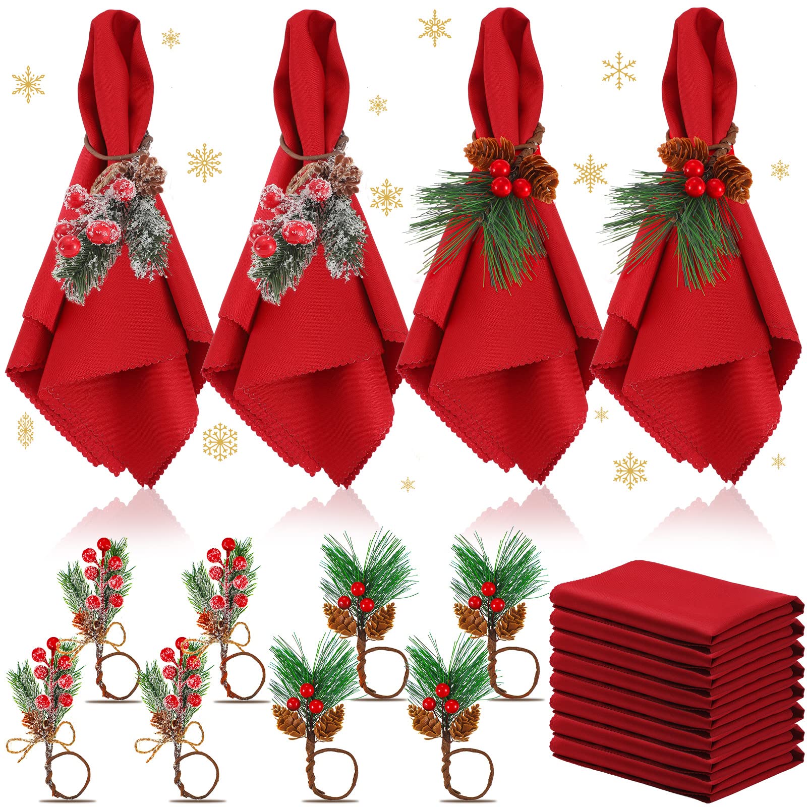 EBOOT servilletas navidad rojas lavables listas para la mesa festiva.