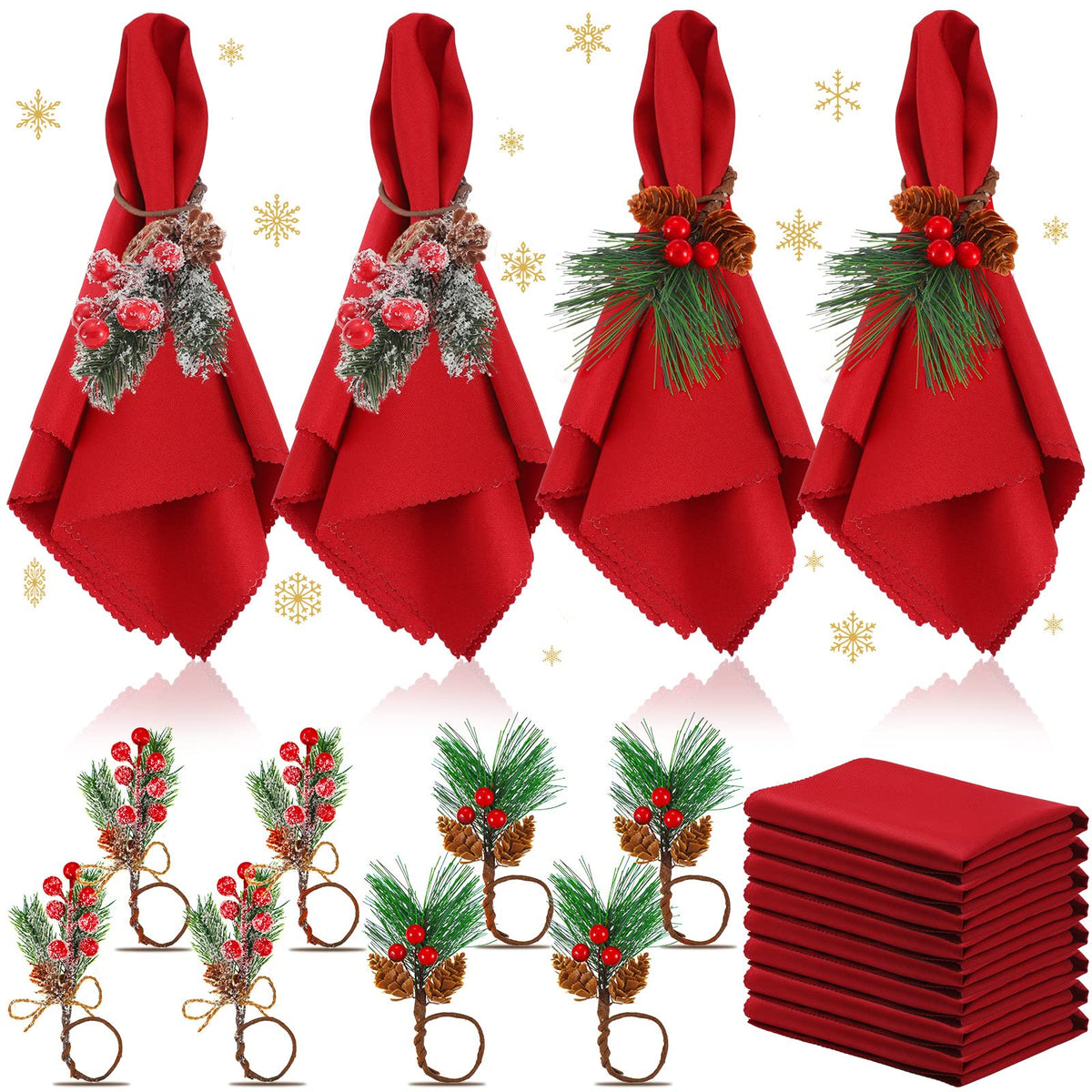 EBOOT servilletas navidad rojas lavables listas para la mesa festiva.