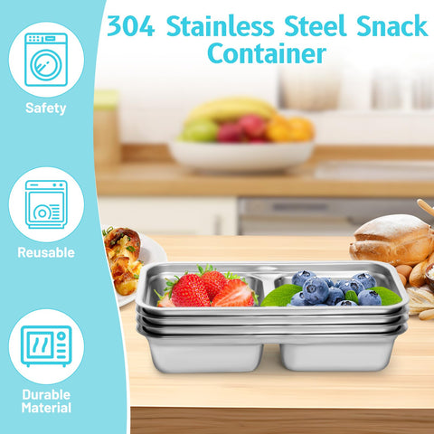 Ebukur contenedor snack con doble compartimento para separar sabores.