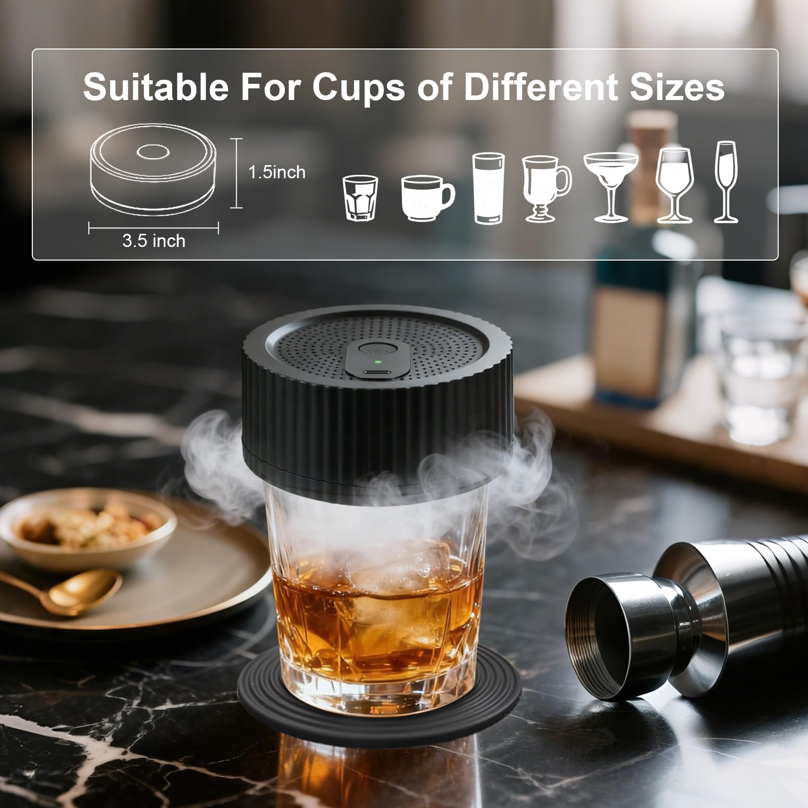 ECCOGREAT uso en casa o bar para servir tragos ahumados.