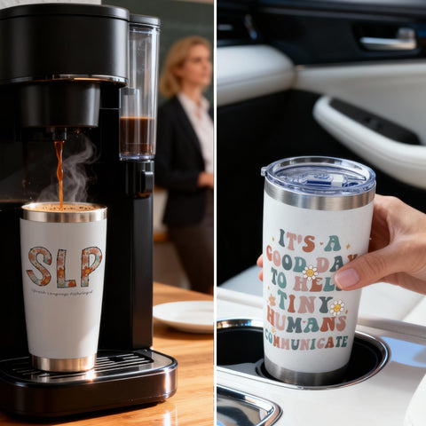 EchoMaven SLP Tumbler con tapa a prueba de salpicaduras y agarre cómodo.