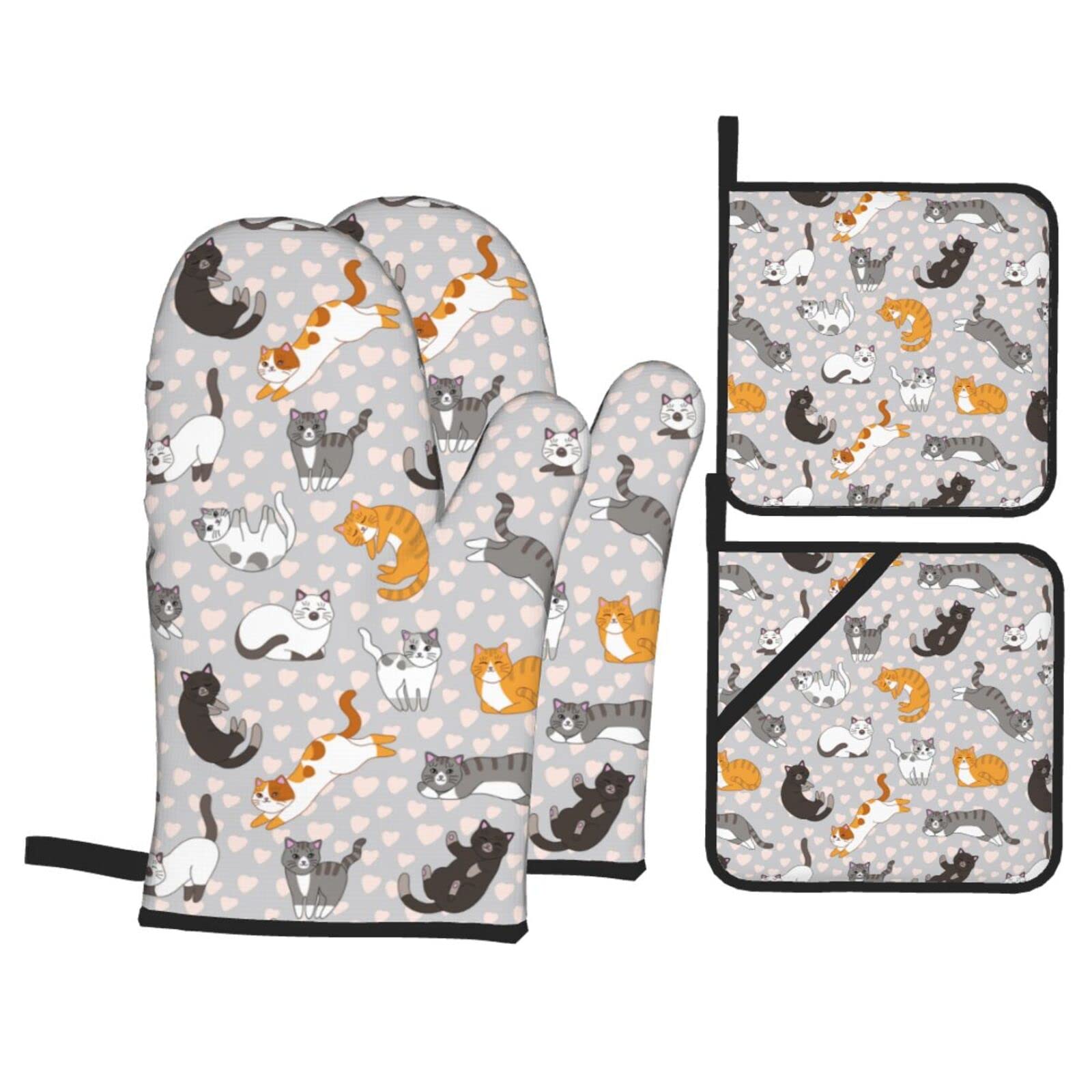 Guantes de horno Echoserein con diseño de gato, protección térmica para manipular bandejas