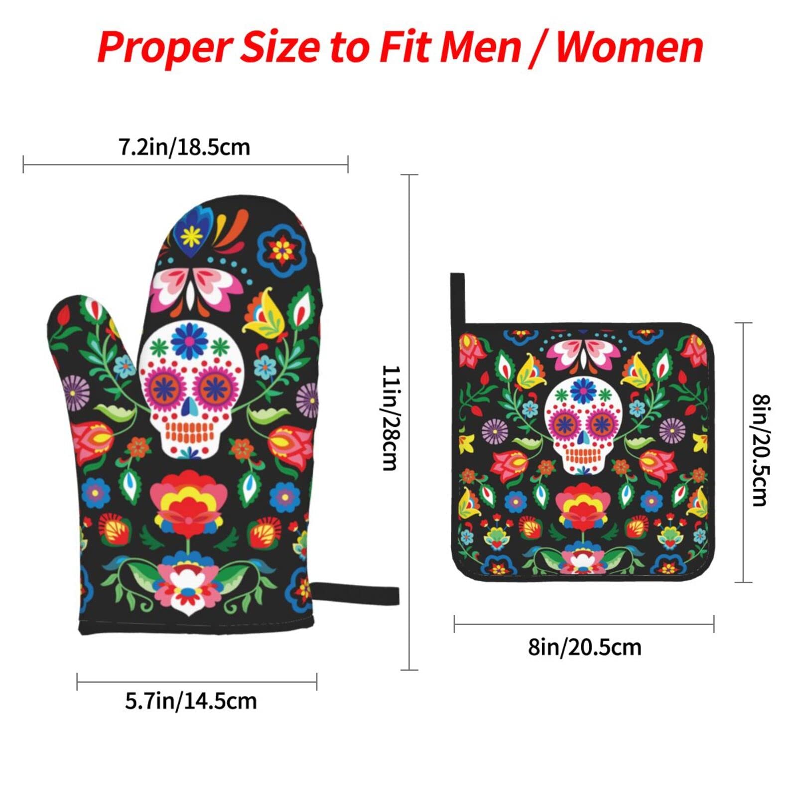 Agarradores para ollas Echoserein con diseño calavera floral para uso versátil