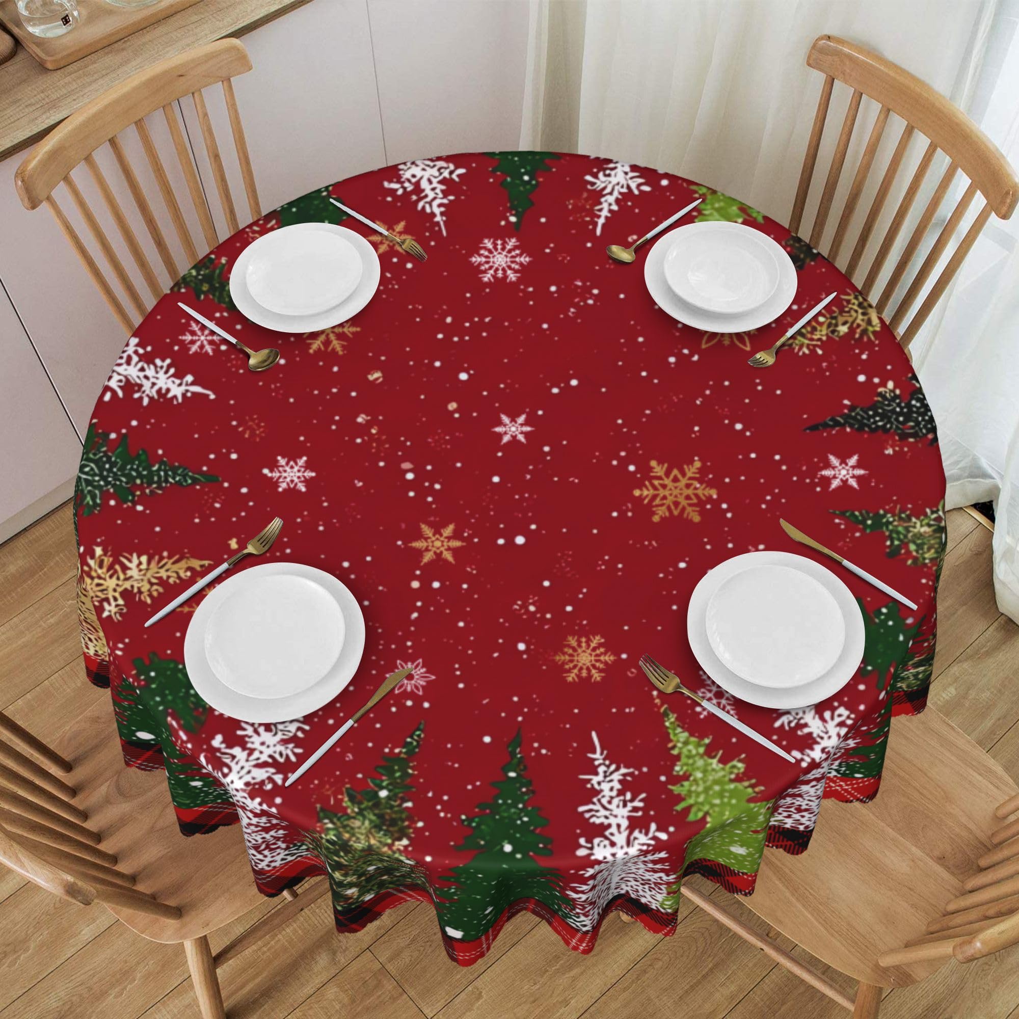 Mantel Ecixzyo redondo navideño de 60 pulgadas, ideal para proteger la mesa