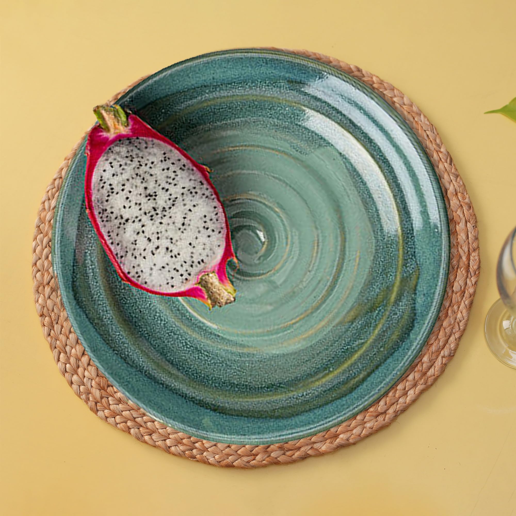 Eco Crave salvamantel yute redondo tonos naturales combinan con madera