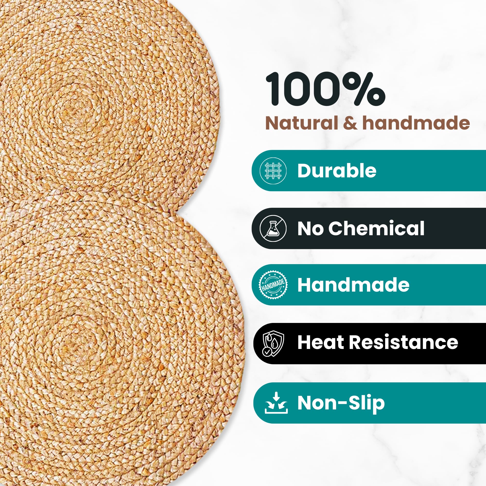 Eco Crave salvamantel yute redondo limpieza fácil con paño