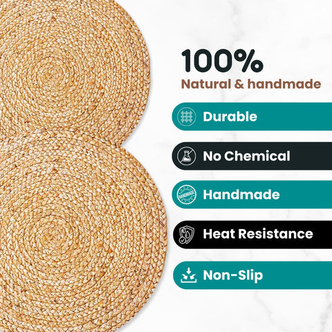 Eco Crave salvamantel yute redondo limpieza fácil con paño