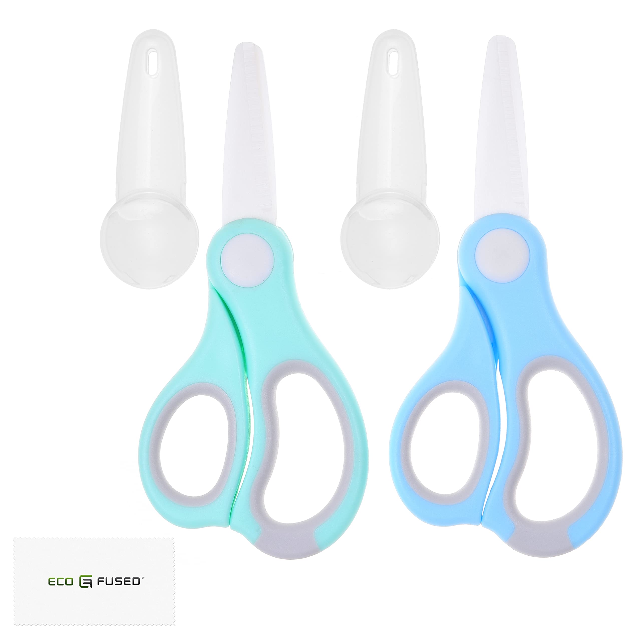Eco-Fused tijeras cerámicas para bebés verdes, precisión en alimentos tiernos.