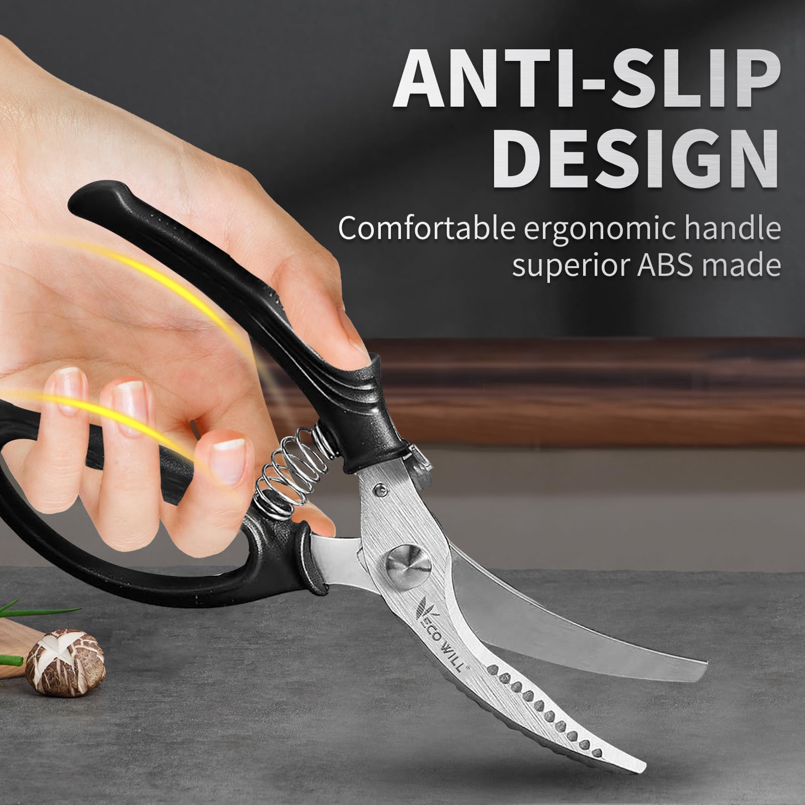 Tijeras ECO-WILL con mango antideslizante, manejo cómodo