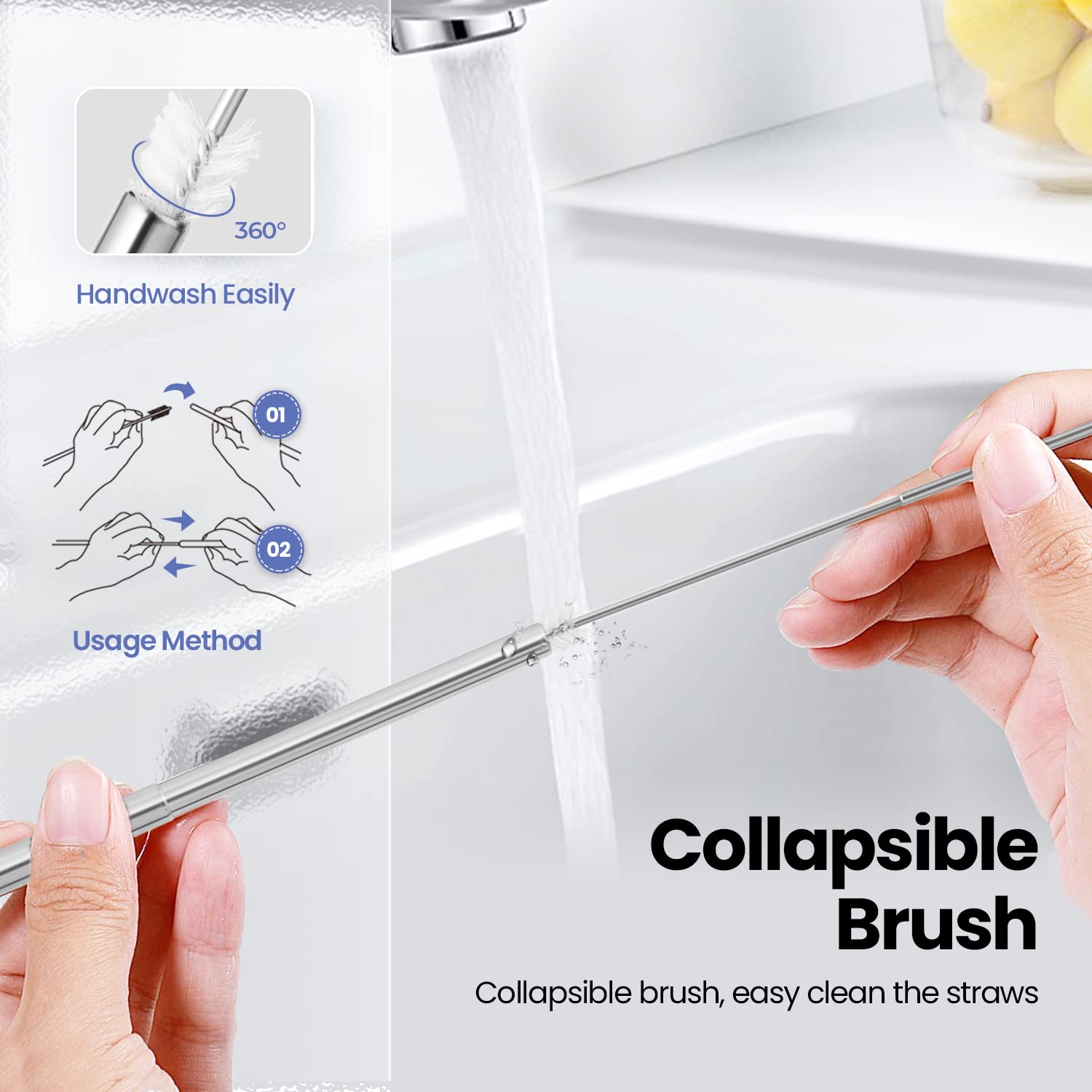 Estuche de aluminio portátil para pajitas Ecoangel, transporte cómodo