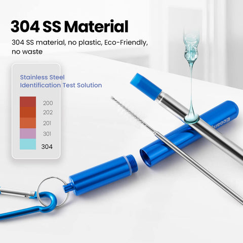 Estuche portátil de aluminio para pajillas Ecoangel, transporte cómodo.