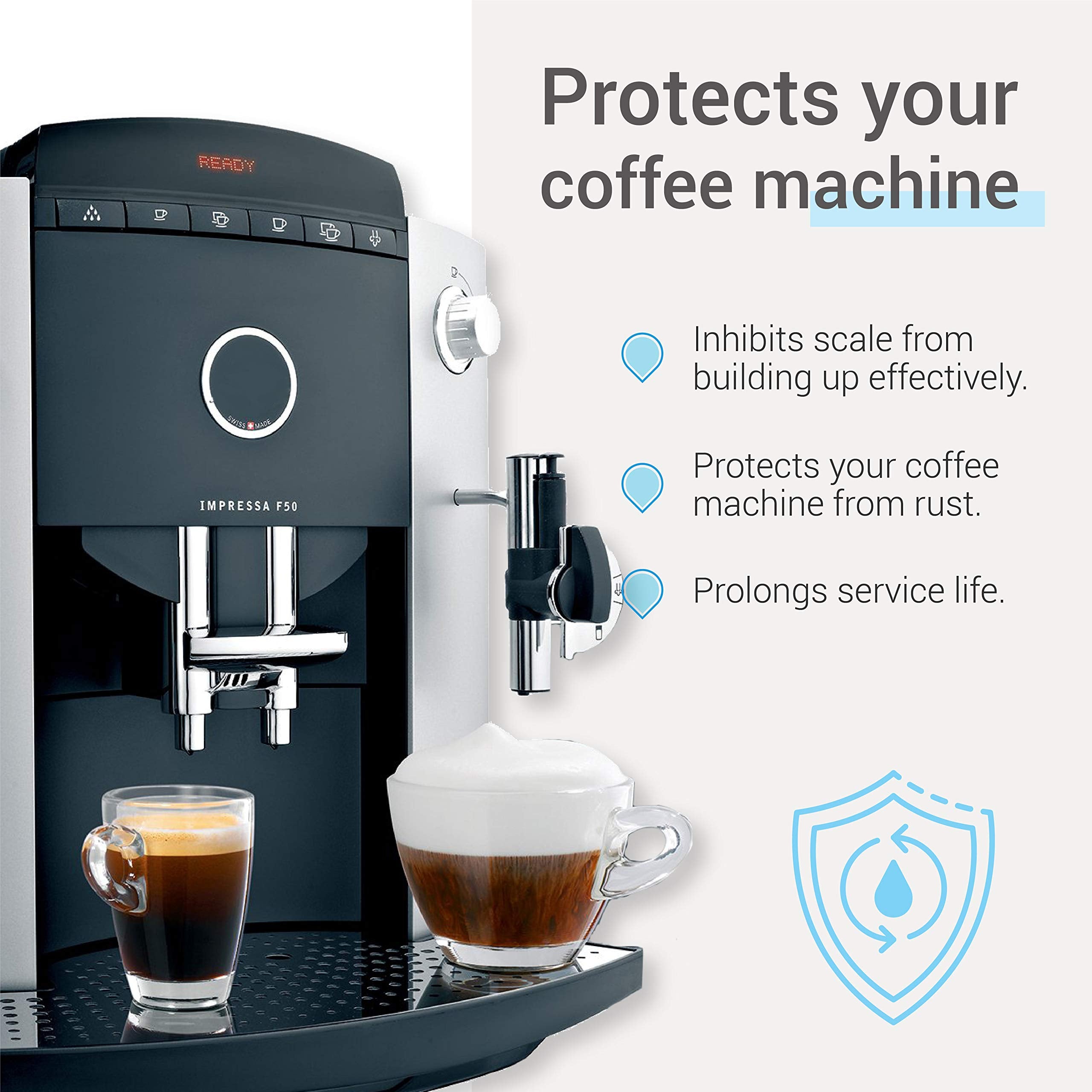 EcoAqua compatible con modelos Jura Claris y Capresso, instalación sencilla.