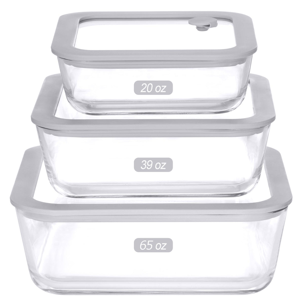 EcoEvo contenedor vidrio cuadrado 65oz con tapa de vidrio para porciones grandes.