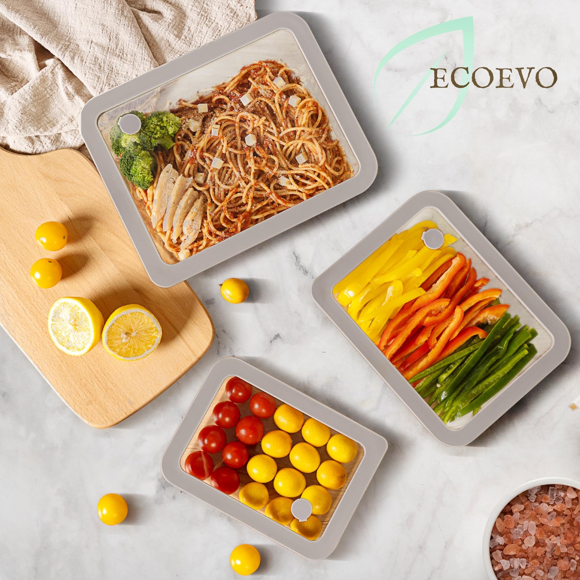 EcoEvo juego libre de plástico con tapa sellada para frescura de comidas