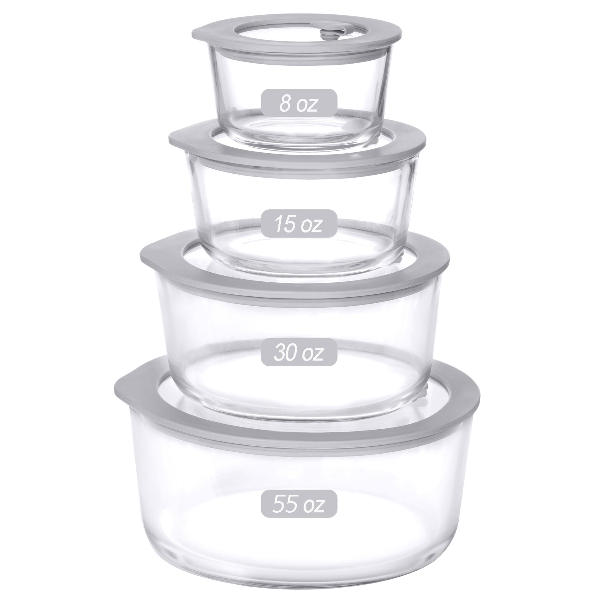 EcoEvo contenedores de vidrio con tapa de cristal, visibilidad clara para porciones frescas