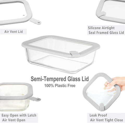 EcoEvo envases de vidrio con tapa de silicona cuadrado 17 oz, vista clara para ver contenido