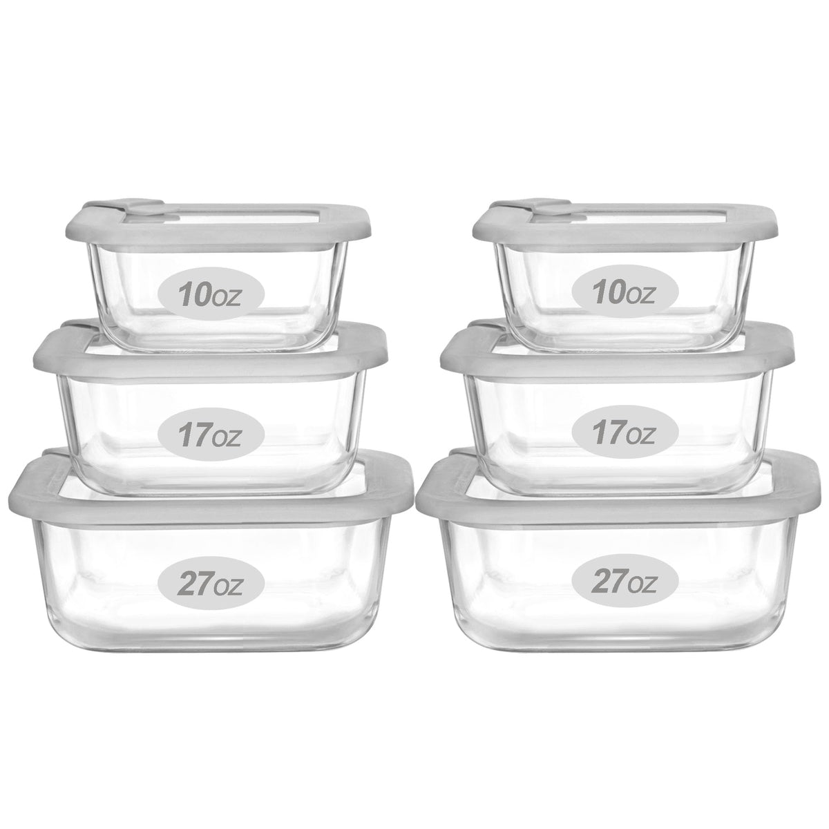 EcoEvo envases de vidrio con tapa de silicona cuadrado 27 oz, ideal para porciones grandes y organización