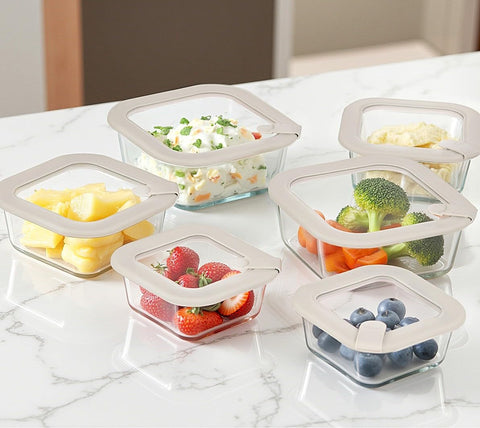 EcoEvo envases de vidrio con tapa de silicona rectangular 35 oz, almacenamiento eficiente