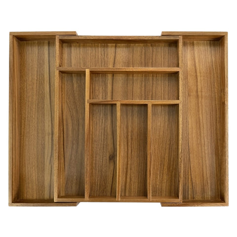 EcoFives organizador de cajón de acacia para cubertería, acceso rápido y ordenado