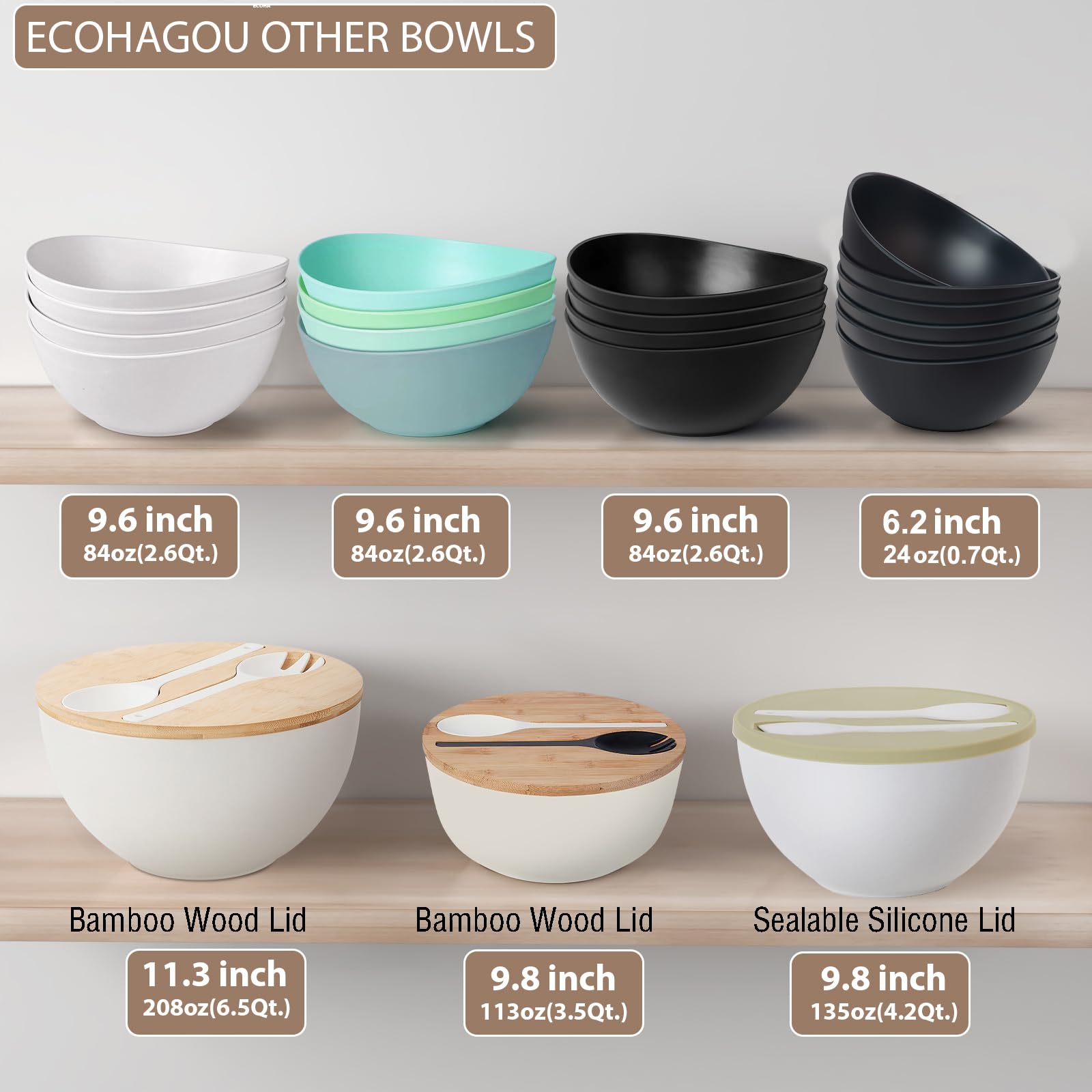 Ensaladera ECOHAGOU apta para lavavajillas y congelador.