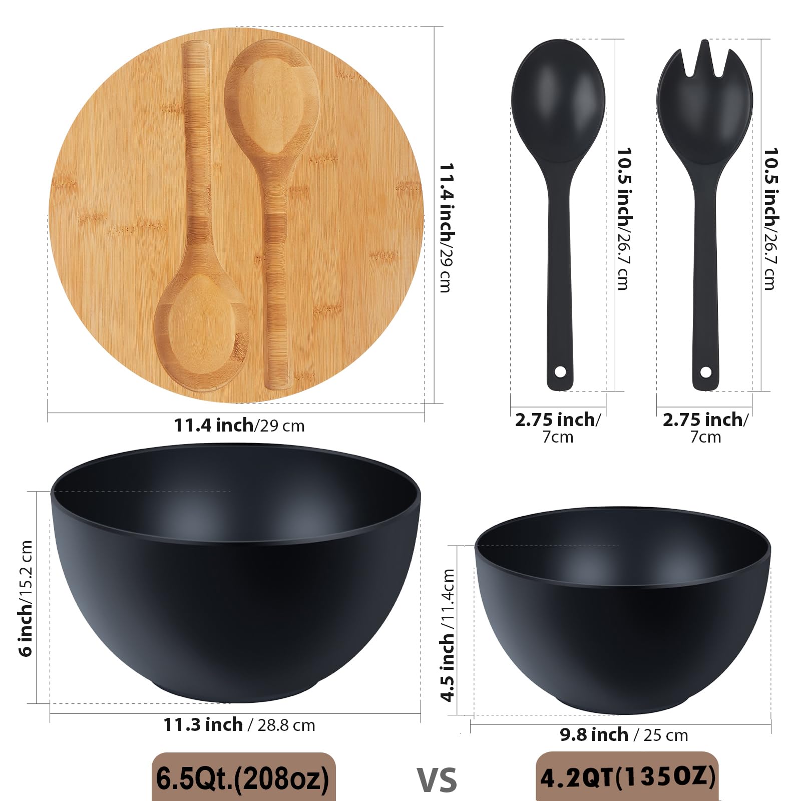 Ensaladera ECOHAGOU negra mate con tapa reutilizable para uso diario