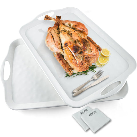 Bandeja ECOIOU grande 20x13 con asas ideal para servir comidas en reuniones.
