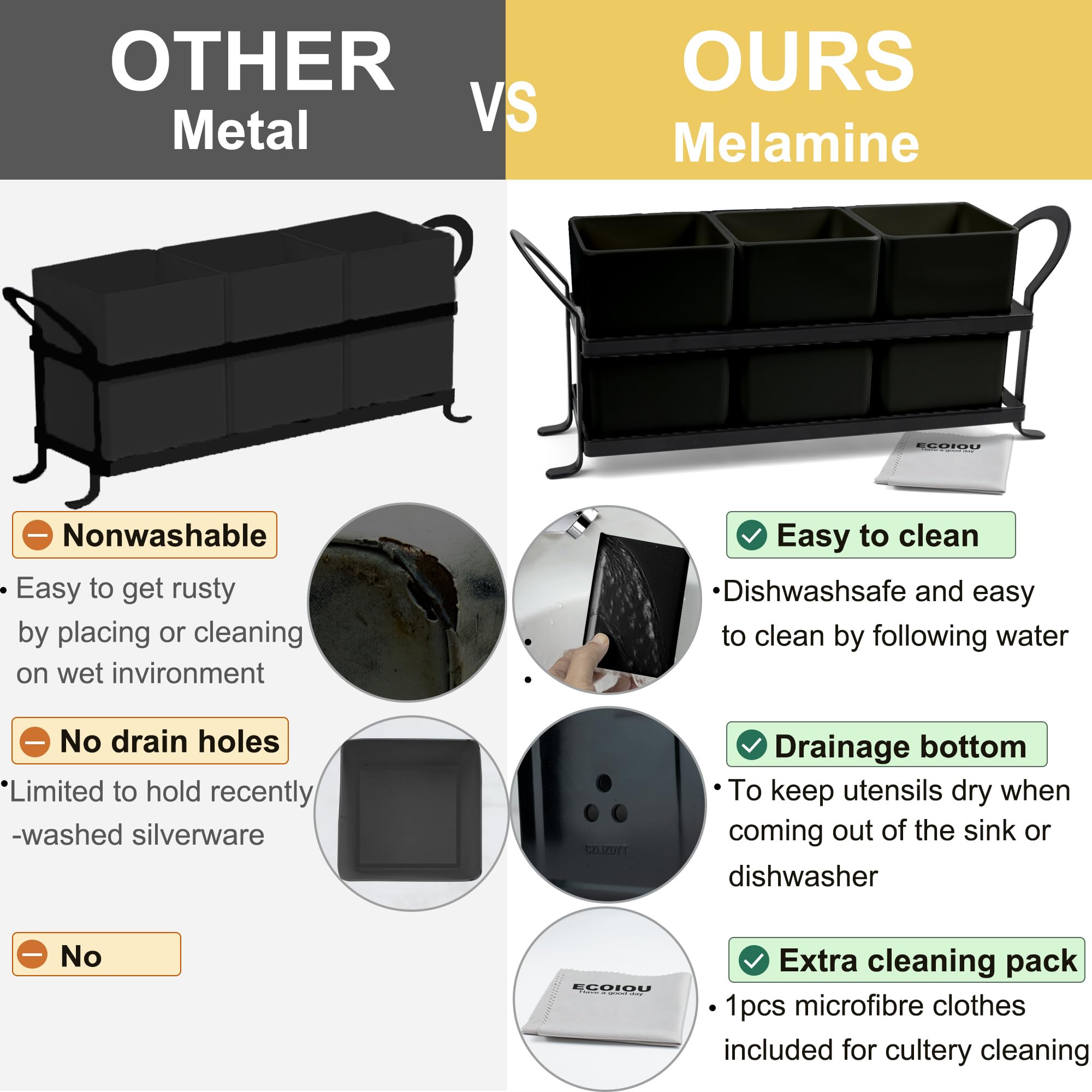 ecoiou base rectangular melaminado negro resistente y decorativa