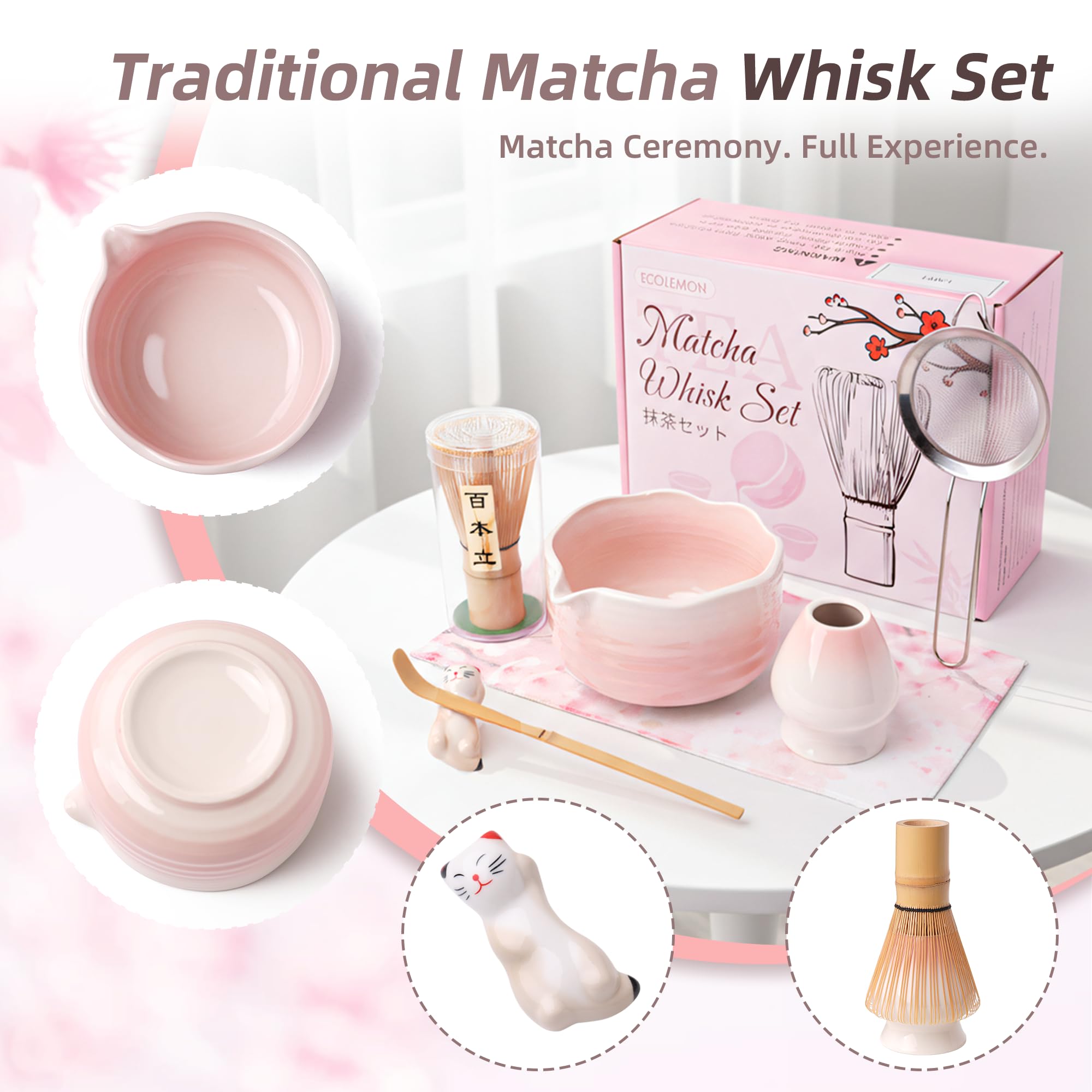 Chasen ECOLEMON de bambú con 100 dientes para espumar matcha suave.