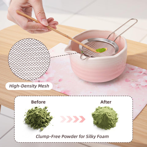 Tamiz ECOLEMON de acero inoxidable para polvo de matcha.