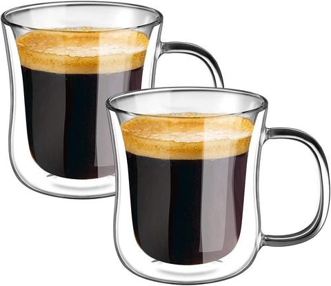 Ecooe espresso tazas 4oz con doble pared para evitar condensación.