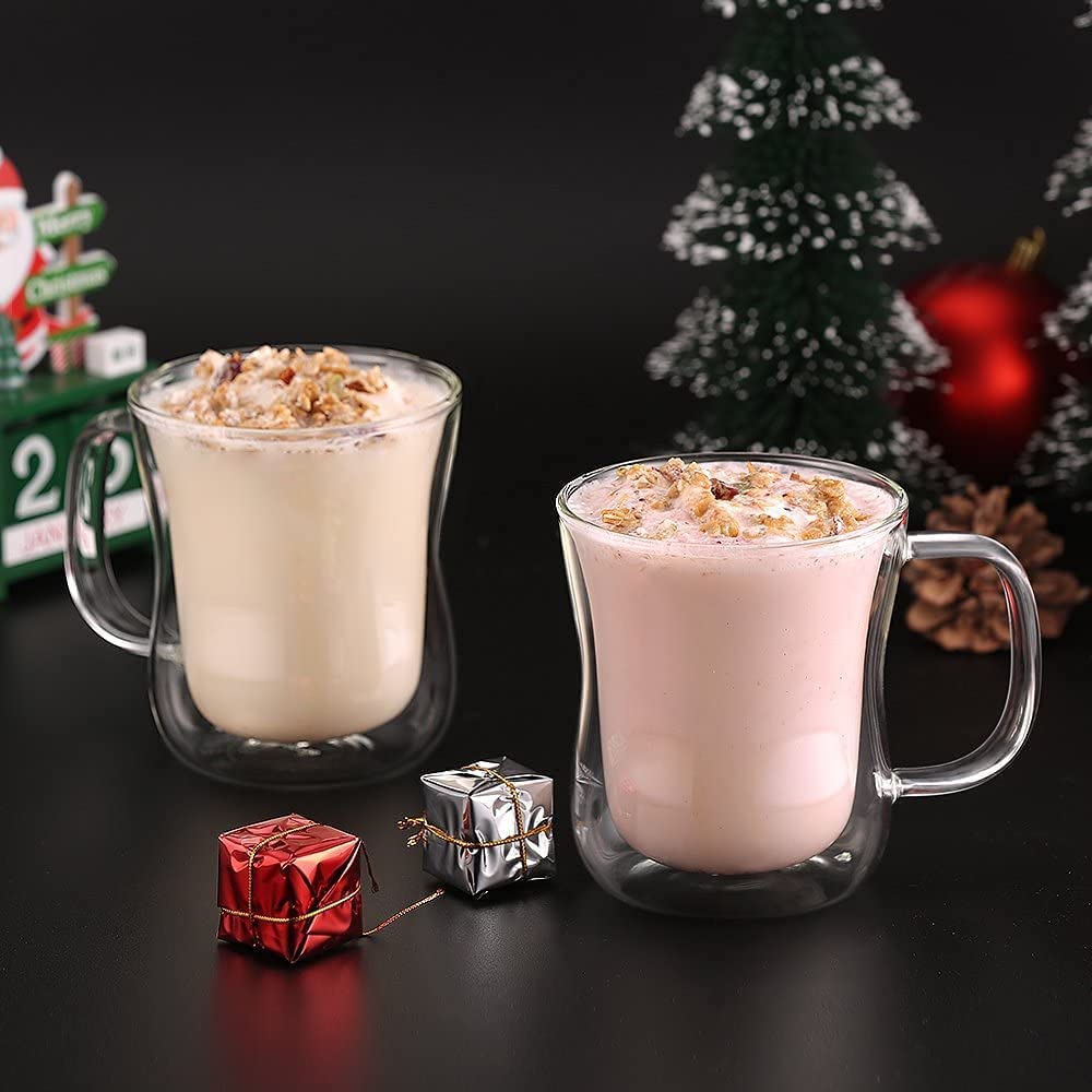 ecooe regalo taza vidrio doble pared, regalo elegante para amantes del café